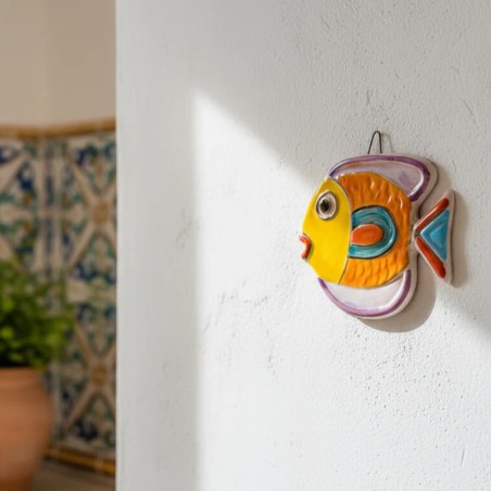 Bas-Relief Fish PER320A-5 Handmade sicilian ceramic pottery Bas-Relief Fish PER320A-5 Handmade sicilian ceramic pottery